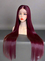 30" Burgundy Straight Wig