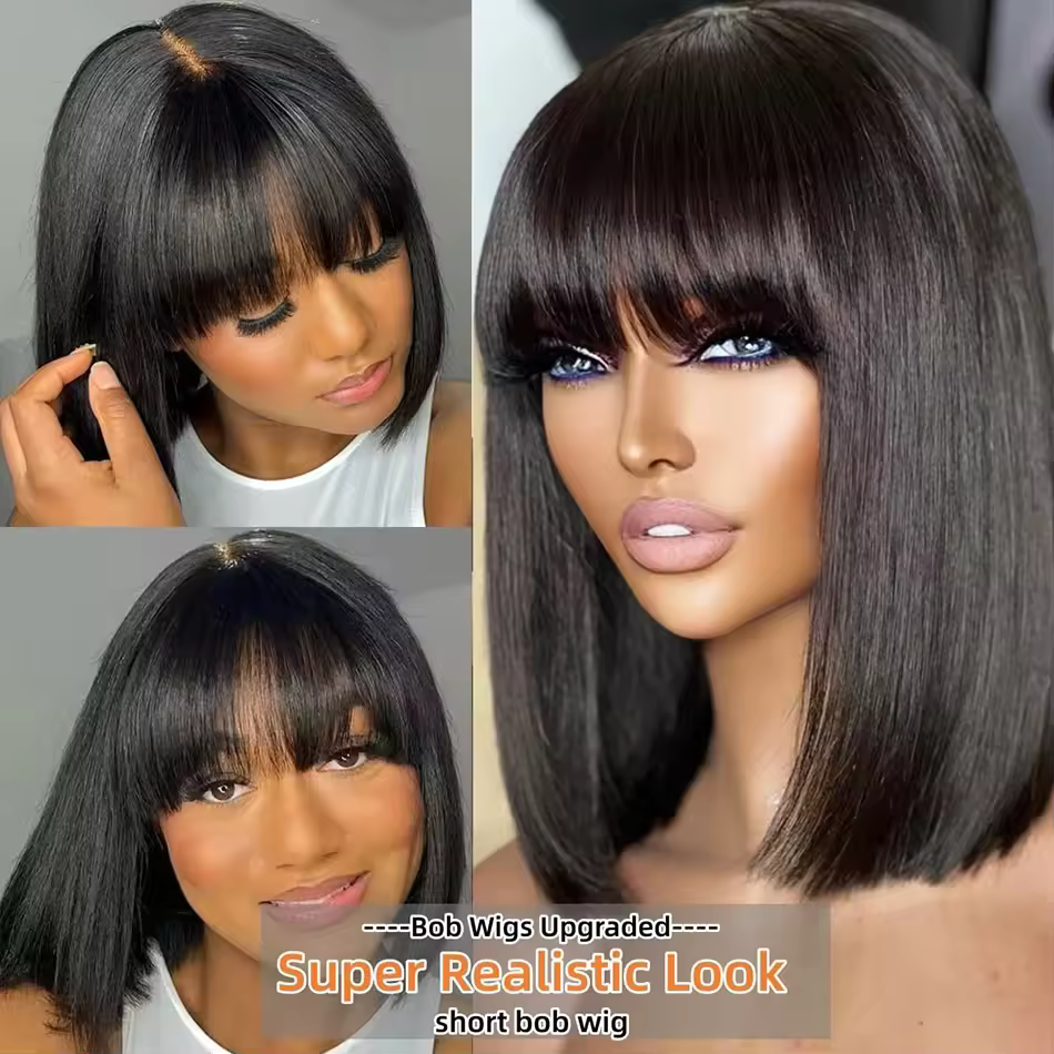 Silky Donor Crop Fringe Wig