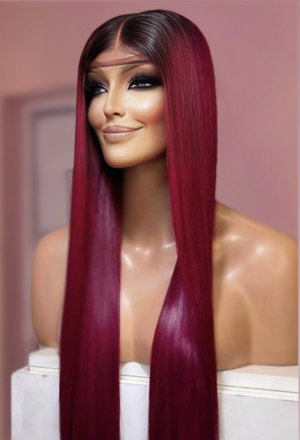 Modish Dark Wine Ombre Bone Straight Hair